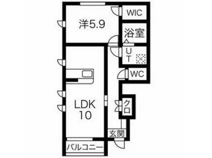 エルヴィータα(1LDK/1階)の間取り写真