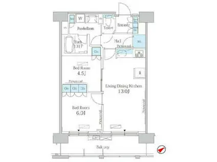 パークアクシス西船橋本郷町(2LDK/10階)の間取り写真