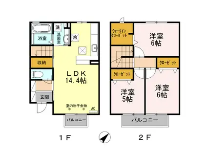 ソレイユ(3LDK/1階)の間取り写真