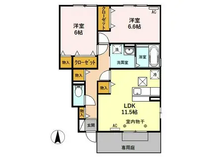 サンセール A棟(2LDK/1階)の間取り写真