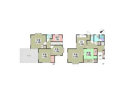 高崎線 籠原駅 徒歩25分 2階建 築38年(5DK)の間取り写真