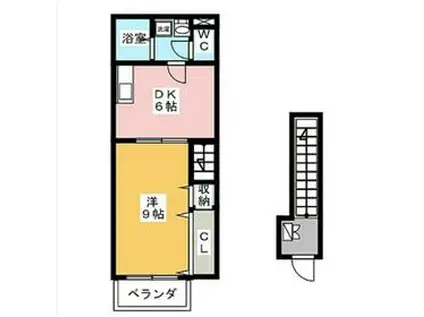 ドリーム本通(1DK/2階)の間取り写真