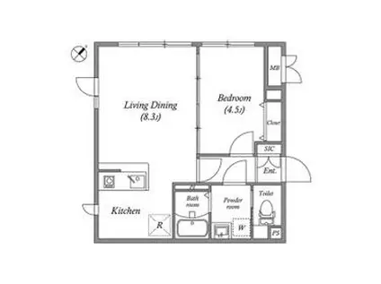 LIVERT SEASON幡ヶ谷(1LDK/3階)の間取り写真