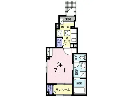 メゾン・ボヌール Ⅱ(1K/1階)の間取り写真