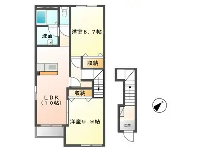 カンタービレ(2LDK/2階)の間取り写真