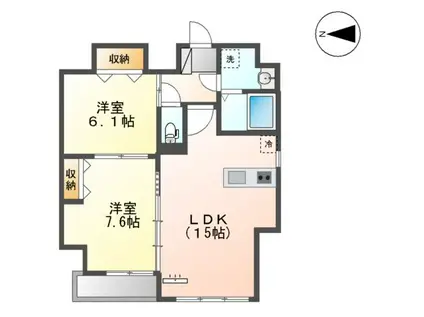 GRAND SOLEIL大須白川(2LDK/2階)の間取り写真