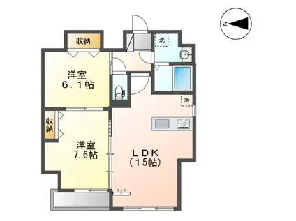 GRAND SOLEIL大須白川(2LDK/9階)の間取り写真