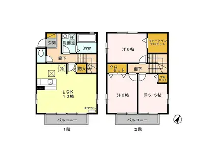 東北本線 東大宮駅 徒歩13分 2階建 築20年(3LDK)の間取り写真