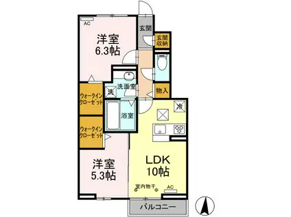 オーシャンエイト(2LDK/1階)の間取り写真