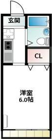 レーベンハイムB(1K/2階)の間取り写真