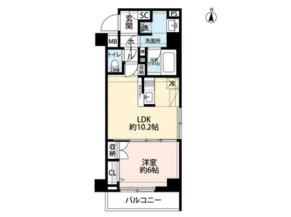 プレール・ドゥーク錦糸町Ⅴ(1LDK/7階)の間取り写真