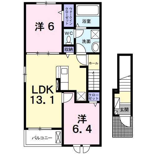 ロンサールⅡ(2LDK/2階)の間取り写真