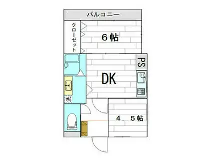 サンハイツ浅見(2DK/3階)の間取り写真