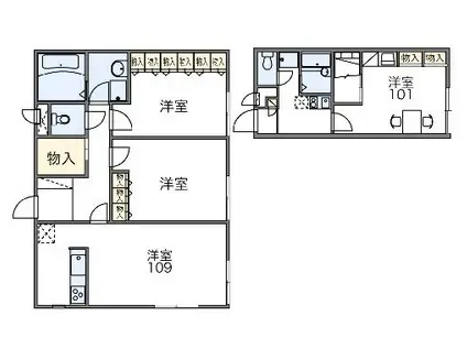 レオパレスUEHARA(1K/3階)の間取り写真