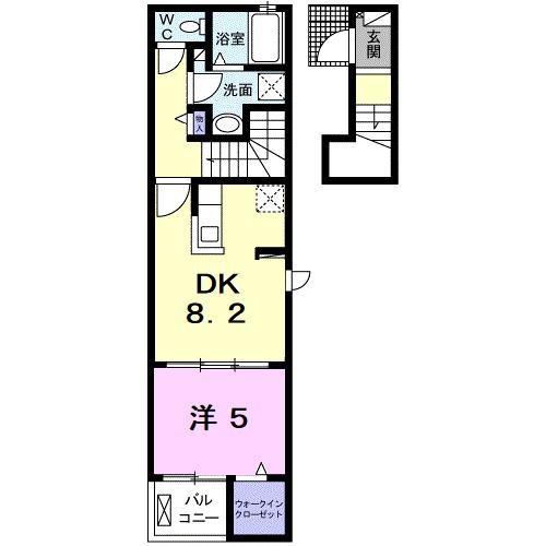 カトレアⅣ(1LDK/2階)の間取り写真