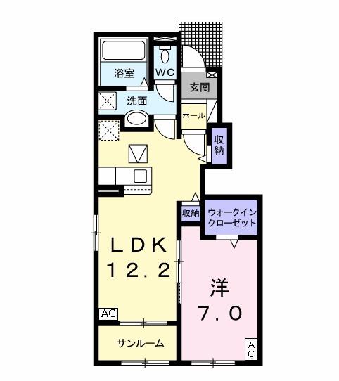 ヴィヴァーチェ Ⅰ(1LDK/1階)の間取り写真