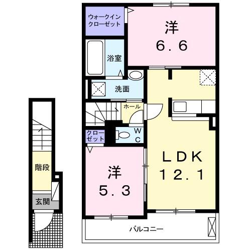 グラースメゾン Ⅱ(2LDK/2階)の間取り写真