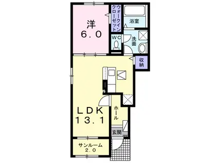 ラ・ファルファーラⅠ(1LDK/1階)の間取り写真