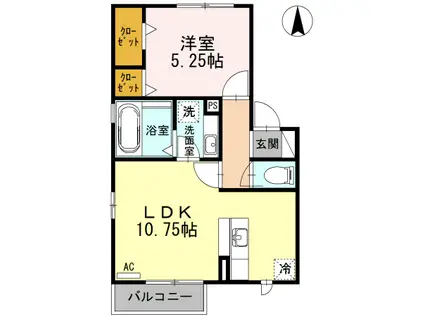 フェリスⅡ(1LDK/2階)の間取り写真