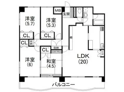 クレール・トヨダ(4LDK/9階)の間取り写真