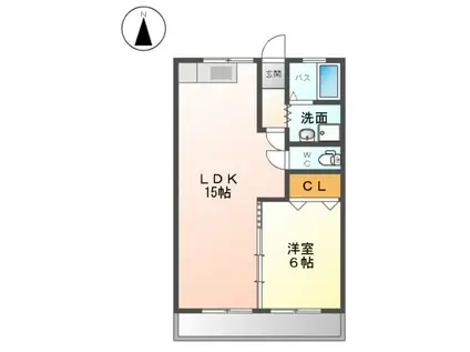 プラザリビエール(1LDK/2階)の間取り写真