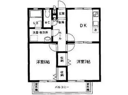 シャンテヒル豊栄(2DK/1階)の間取り写真