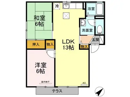 シュトラーレンA棟(2LDK/1階)の間取り写真