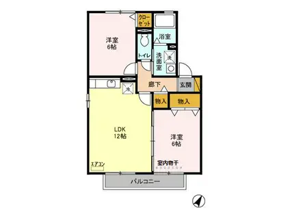 セピアコート Ⅲ(2LDK/2階)の間取り写真