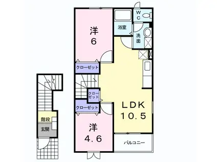 白蔵3B(2LDK/2階)の間取り写真