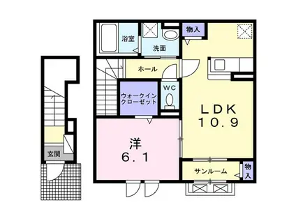 カーサコンフォート宮ノ前(1LDK/2階)の間取り写真