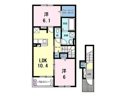 フルール篠(2LDK/2階)の間取り写真