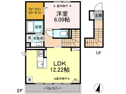 ルミナーレⅠ(1LDK/2階)の間取り写真