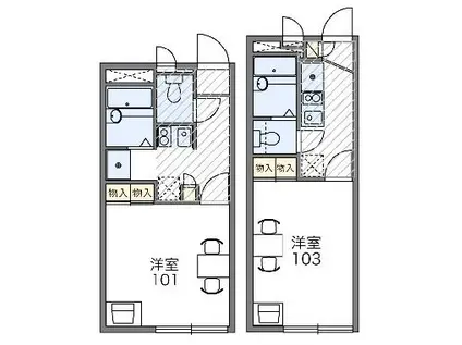 レオパレスゆげたⅡ(1K/2階)の間取り写真