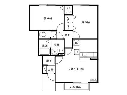 プロムナードさくらD(2LDK/1階)の間取り写真