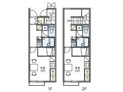 レオパレスアイⅡ(1K/2階)の間取り写真