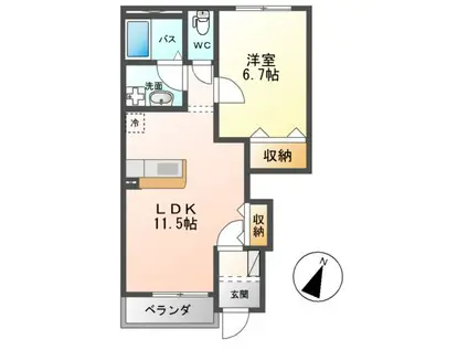 LA VITA 2(1LDK/1階)の間取り写真