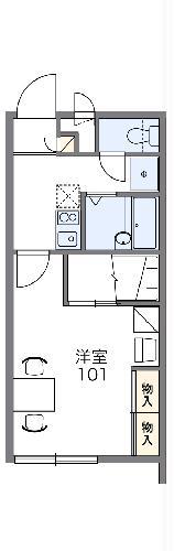 レオパレス絣(1K/1階)の間取り写真