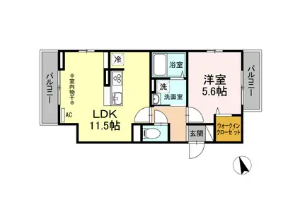 ドゥ ヴァンクール Ⅰ(1LDK/2階)の間取り写真