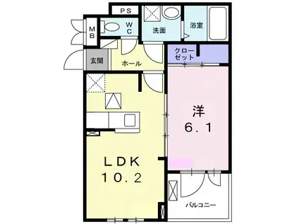 フォレストヒル・キャトル(1LDK/1階)の間取り写真