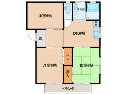 マルワカハイツ(3DK/2階)の間取り写真
