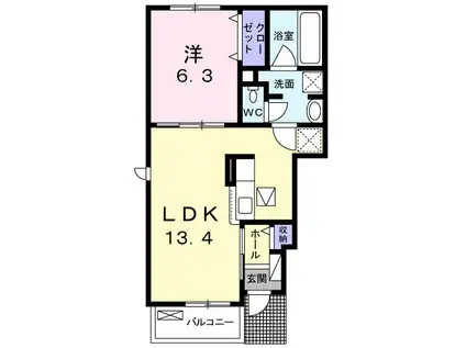 グリーンハウスEⅠ(1LDK/1階)の間取り写真