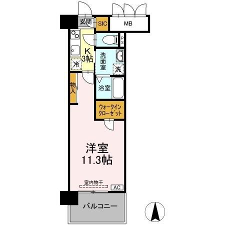 グランドソレイユ名駅(1K/6階)の間取り写真