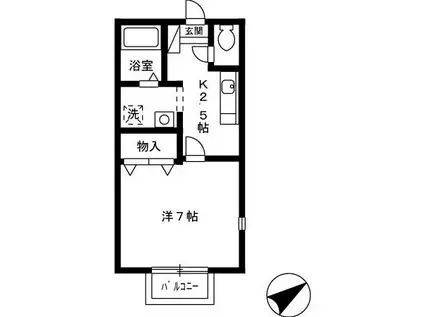 パークアベニュー(1K/2階)の間取り写真