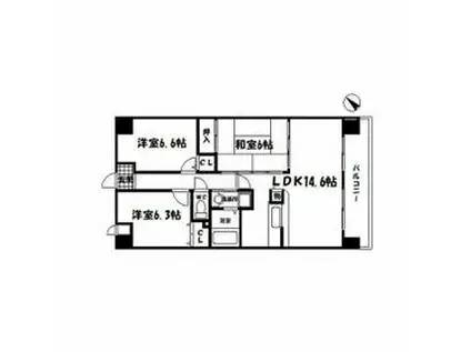 ボヌール千里中央弐番館(3LDK/3階)の間取り写真