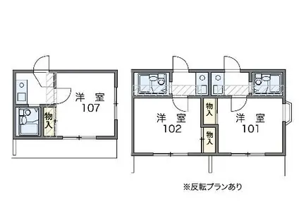 レオパレス岡崎公園(1K/1階)の間取り写真
