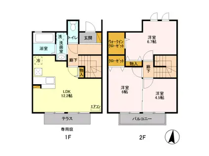 ヒルサイドテラス　Ａ(3LDK)の間取り写真