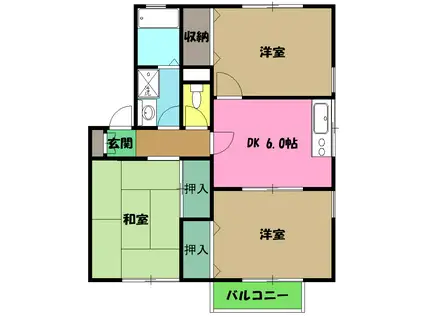 クレールパピヨンN(3DK/1階)の間取り写真