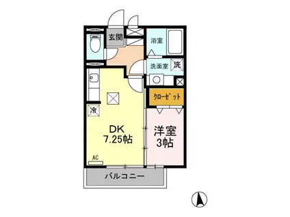 エピナールE(1DK/1階)の間取り写真