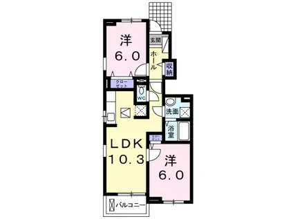 フィオーレ(2LDK/1階)の間取り写真