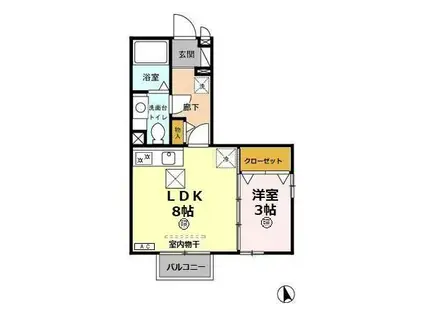 フォンテーヌ1(1LDK/1階)の間取り写真